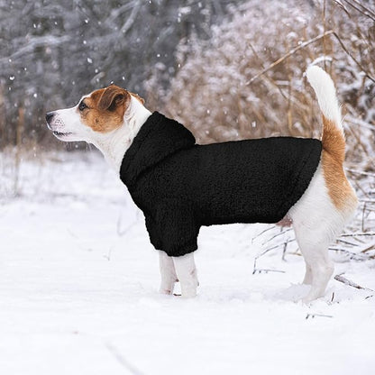 Fuzzy Dog Sweaters for Medium Dogs Dog Hoodie Sweater Clothes Warm Soft Cozy Pet Coats Hooded Sweatshirt Medium Pet Hoodie(Black-M)