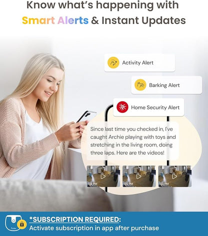 Furbo 360° Dog Camera + Mini [New Subscription Required at Setup] 2-Camera Bundle Nanny Pro Subscription: Dog Safety & Home Security Alerts, Pet Camera with Speaker, Phone App & Night Vision