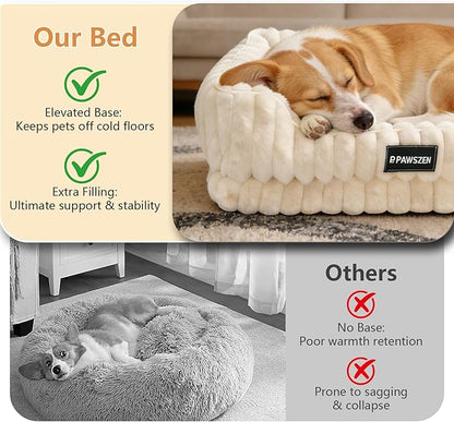 Dog Bed with Base, High Resilience & Supportive Dog Bed Medium Size Dog & Small Dog Bed, Raised Sides, Non-Slip Bottom Dog Beds for Small Dogs & Cats, Removable & Machine Washable