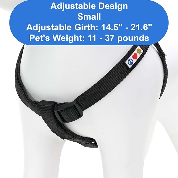 Pawtitas Solid Step-in Dog Harness – Adjustable No-Pull Vest for Puppies to Seniors, Safe & Comfortable S Black