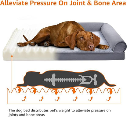 Amazon Basics Living Room Couch Dog Bed with Premium Foam, Pressure-Relief Support for Dogs up to 90lbs, Machine Washable Cover, Extra Large Sized (44" x 35"), Grey