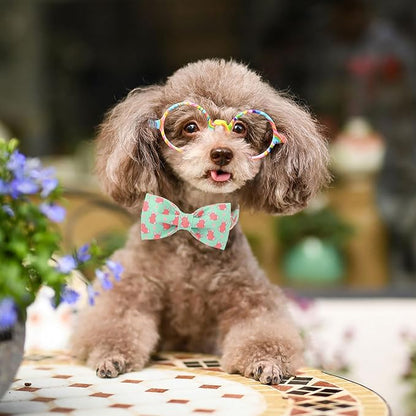 Easter Dog Collar With Bow Tie - Bunny Egg Pattern Bowtie Adjustable Heavy Duty Spring Collar for Small Medium Large Dogs XS