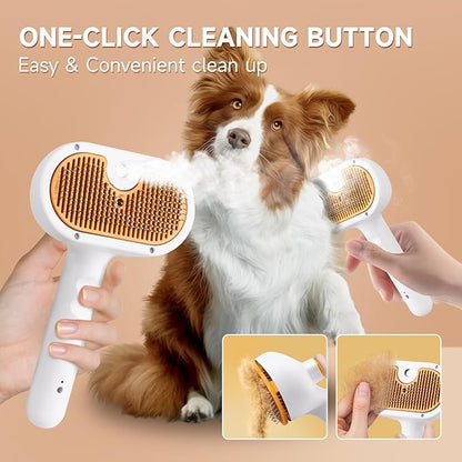 Pet Steam Brush for Dog & Cat – 3-in-1 Spray Hair Removal Comb for Shedding & Grooming, Softens Fur & Reduces Static – Water Brush for Long & Short Coats, Bath-Hating Pets