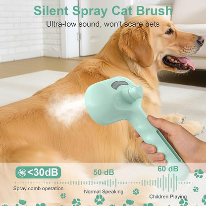 Dog Brush Cat Brushes for Shedding,Pet Steam Brush for Dogs Cats Spray Hair Removal Comb Steam Grooming for Long Short Haired Pets,Anti-Static Self Cleaning Grooming Tool Removes Loose Hair,green