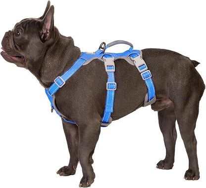 Huntboo Escape Proof Harness - No Slip Dog Harness, Fully Reflective with Handle, Breathable, Durable, Adjustable Vest for Medium Dogs Walking, Training, and Running Gear (Sea Blue, M)