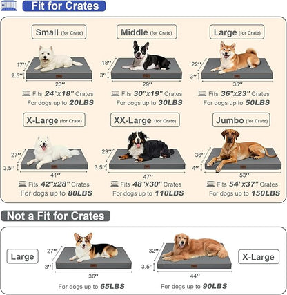 Tail Stories Outdoor Dog Bed for Small Dogs, Waterproof Dog Crate Bed for Medium Dogs Cats, Orthopedic Egg Crate Foam Pet Bed with Washable Removable Oxford Cover, Grey