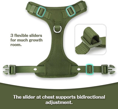 No Pull Dog Harness for Small Medium Large Dogs - Adjustable 2 Layer Mesh Dog Vest with Dual Clip, Escape Proof, Quick Release, Lightweight Breathable Mesh for Walking Hiking (Misty Green,XL)