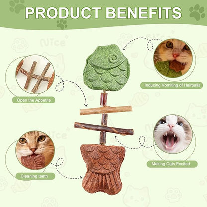 3PCS Creative Fish Bone Cat Toy,Purrident - Fix Your Cat’s Dental Health, Interactive Kitten Chew Toy Supports Teeth Cleaning & Oral Care, Durable Feline Tooth Care Tool