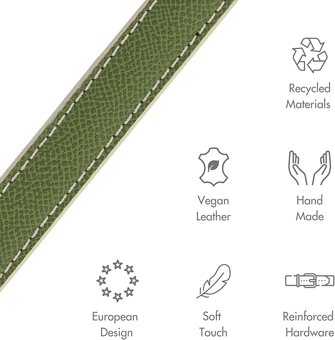 Nina Woof Rio Vegan Leather Dog Leash (4ft) Padded Luxury Lead for Dogs & Ideal Long Compatible with Dog Collars (Olive)