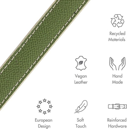 Nina Woof Rio Vegan Leather Dog Leash (4ft) Padded Luxury Lead for Dogs & Ideal Long Compatible with Dog Collars (Olive)