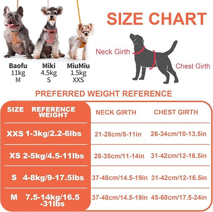 Puppytie No Pull Small Dog Harness with Multifunction Dog Leash,Lightweight Soft Adjustable No Choke Escape Proof Pet Harness Vest Pet Harness Vest,Orange,S