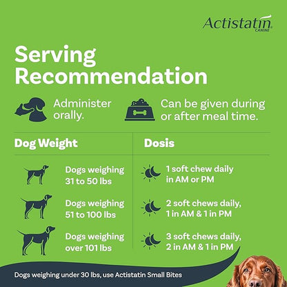 Actistatin Canine Large Dog Soft Chews, 60ct – Patented Extra-Strength Joint, Cartilage, Soft Tissue Supplement: Glucosamine, Chondroitin, Manganese, MSM, L-Carnitine – High Absorption, Fast Results