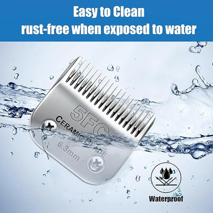 Dog Grooming Replacement Blades Compatible with Andis Dog Clipper, Dog Clipper Blades Compatible with Oster A5,Wahl KM-10 Series Dog Clipper,#5FC Blades (6.3mm)