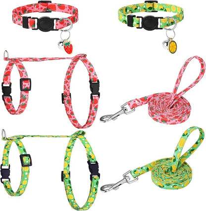 2 Pack Cat Harness and Leash, Escape Proof Adjustable Cat Harness with Leash Collar, Lightweight Soft and Comfortable, for Small Medium Cats Safe Walking and Travel