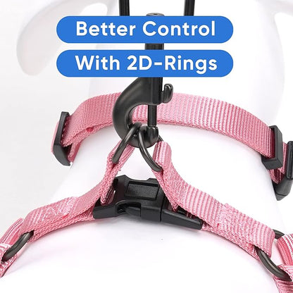 Pawtitas Solid Step-in Dog Harness – Adjustable No-Pull Vest for Puppies to Seniors, Safe & Comfortable L Millennial Pink