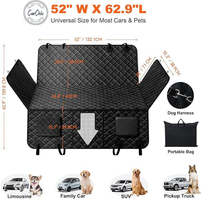 CarChic Back Seat Extender for Dogs, Non-Slip Dog Car Seat Cover for Back Seat with Hard Bottom, Durable Pet Car Backseat Cover, Waterproof Dog Hammock for Car SUV Truck