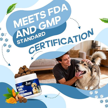 Dog Hip and Joint Supplement – Glucosamine Chondroitin Turmeric MSM Omega 3 – Dog Joint Supplement & Mobility Support for Large Breed, Senior & Active Dogs and Cats