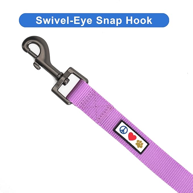 Pawtitas Personalized 6 ft Orchid Dog Leash XXS/Cat Custom Name and Phone Embroidery Strong Nylon Leash for Small Breeds