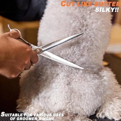 High-end Professional Dog Grooming Curved Scissors Pet Curved Shears 7.5 Inches Extremely Very Sharp Made Of Stainless Steel Alloy By Hand For Dog Cat Groomer