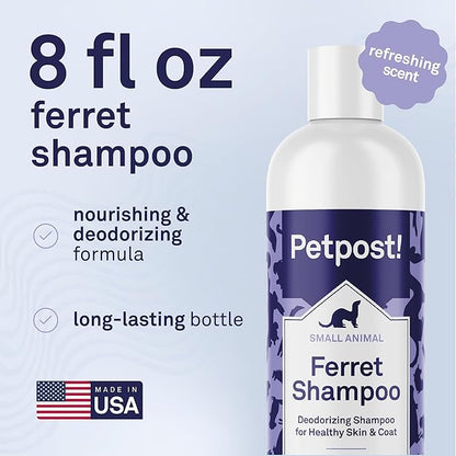 Petpost | Ferret Shampoo. Deodorizing & Moisturizing Formula for Ferrets and Small Animals. Supports Healthy Skin & Coat. 8 oz