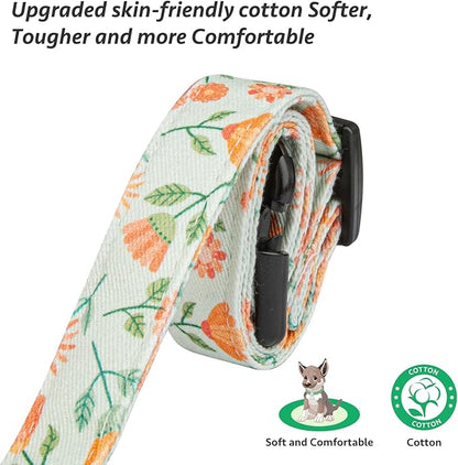 Cotton Handmade Dog Collar Cute and Distinctive Patterns Green Sunflower with Pendant for Girl Boy Dogs Collars L