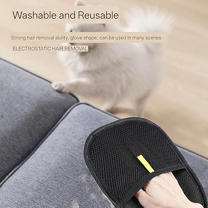 1 Pcs Reusable Double Sided Cat Dog Electrostatic Hair Remover Grooming Glove Tool,Dog and Cat Hair Remover Electrostatic Gloves, Clothes, Car, Carpet, Bed, Furniture