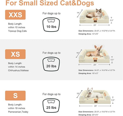 Medium Dog Bed Orthopedic Washable: Beds Bolster Medium Sized Dogs Bed Egg Crate Foam Couch Sofa Waterproof with Removable Cover - Beige