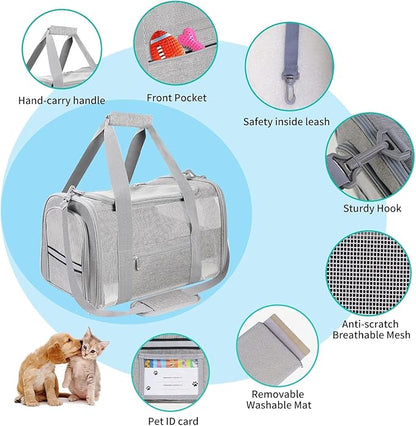 Seclato Cat Carrier Pet Carriers Airline Approved for Small Dogs Kitten Carriers for Small Medium Cats Under 15lb, Collapsible Soft Sided TSA Approved Travel Carrier, Pink