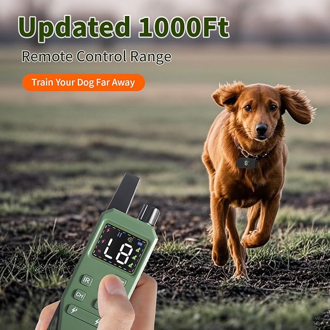 Dog Shock Collar Dog Training Collar with Remote Innovative IPX67 Waterproof with 5 Training Modes, Rechargeable E-Collar for All Breeds- Green