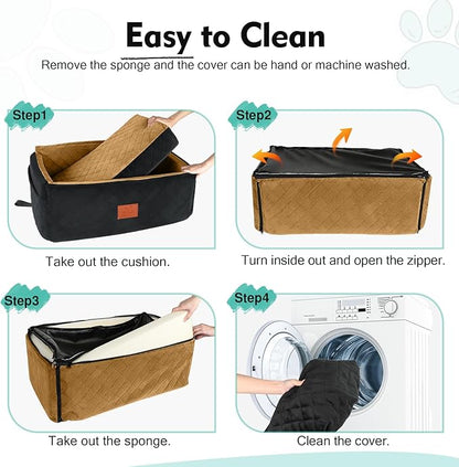NEEZUKAR Dog Car Seat for Large Medium Dogs,Washable Pet Car Seat Under 55 lbs or 2 Small Dogs,Dog Booster Seat with Thick Cushion,2 Safety Leashes Travel Car Dog Bed