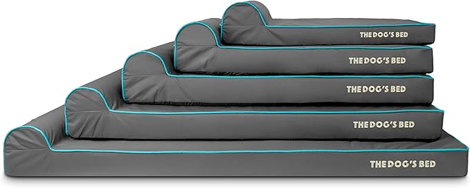 The Dog’s Bed Orthopedic Headrest Dog Bed Large Grey with Blue Trim, Memory Foam, Pain Relief for Arthritis, Hip & Elbow Dysplasia, Post Surgery, Waterproof Washable Cover, Veterinary Approved