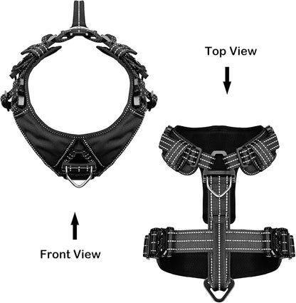 ICEFANG Dog Strap Harness with 4 x Metal Buckles,for X-Large Sized Dog,K9 Vest,Y-Shape Chest,Adjustable Pet Harness,No-Pull Front Leash Clip (X-Large (Pack of 1), Black)