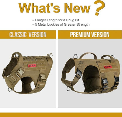 OneTigris Tactical Dog Harness with 5X Metal Buckle,Dog MOLLE Vest with Handle,No Pulling Front Clip,Hook and Loop Panel for Dog Custom Patch