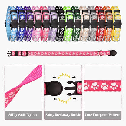 14 PCS Puppy Collars for Litter Puppy ID Collars Glow in The Dark Whelping Supplies Soft Nylon Breakaway Coloured Collars with 2 ID Tags(S)