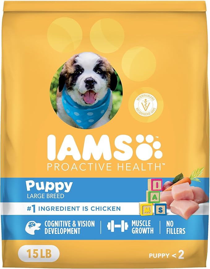 IAMS Proactive Health Large Breed Puppy Food with Real Chicken, 15 lb. Bag