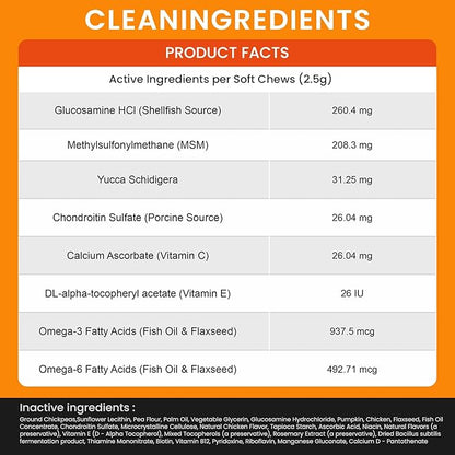 Hip and Joint Supplement for Dogs with Glucosamine, Chondroitin, MSM & Yucca - Glucosamine for Dogs，Joint Pain Relief Chews for Mobility & Discomfort-Chicken Flavor, 120 Count