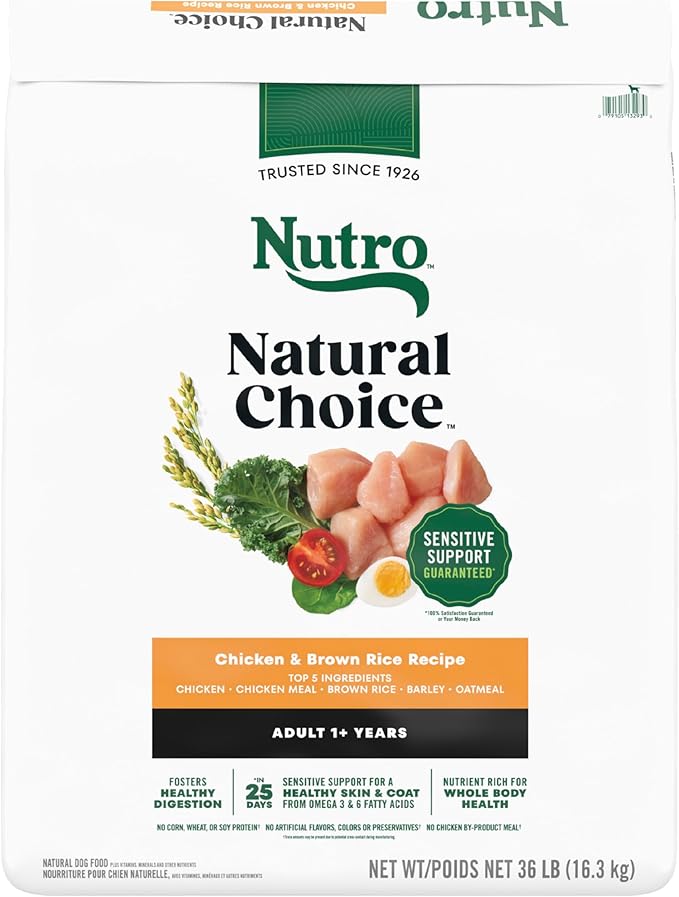 Nutro Natural Choice Adult Dry Dog Food, Chicken & Brown Rice Recipe, 36 lb. Bag