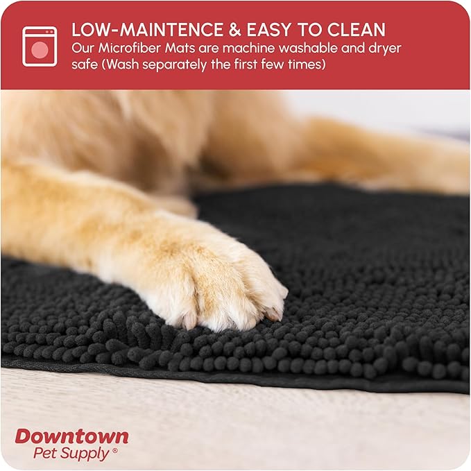 My Doggy Place Dog Mud Mat, 36" x 26" Black – Thick Microfiber Entry Rug for Snow, Mud & Salt – Absorbent, Quick-Dry, Washer-Safe & Non-Slip, Large
