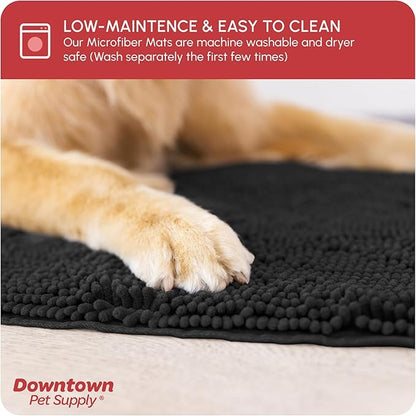 My Doggy Place Dog Mud Mat, 36" x 26" Black – Thick Microfiber Entry Rug for Snow, Mud & Salt – Absorbent, Quick-Dry, Washer-Safe & Non-Slip, Large