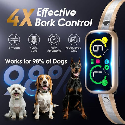 Kollgux Dog Bark Collar Pro, Instant Bark Solution, Smart Anti Barking Device with 4 Correction Modes, Fast-Acting Barking Collar for for Large Medium Small Dogs 5-150lbs, Ideal for Home & Outdoor Use