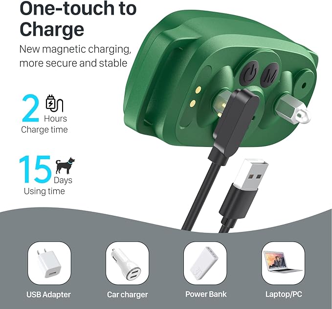 FAFAFROG Bark Collar, Rechargeable Dog Bark Collar with 5 Adjustable Sensitivity and Intensity Beep Vibration, Anti Barking Collar for Small Medium Large Breed Dogs (Green)