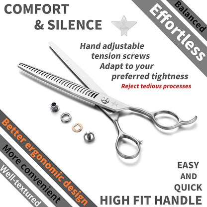 High-end Professional Dog Grooming Thinning Scissors Teeth Cutting Blending Shears Pet Texturizing Shears 7.5 Inch Extremely Very Sharp Stainless Steel Alloy For Cat Other Animals Groomer