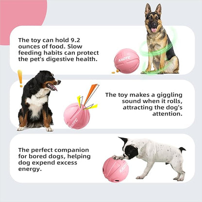 KADTC Extra-Large Size Durable Dog Treat Dispenser Ball - Giggle Basketball for Aggressive Chewers Breed Dogs Giggling Balls Indestructible Food Pink Toy Interactive Play Indoor & Outdoor