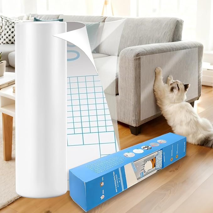 Cat Scratch Furniture Protector, 157" x 11.8" Couch Protector from Cat Claws, Thickened Transparent Self-Adhesive Furniture Protectors for Couch Protection from Cat Scratching