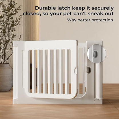 Jatindear 23.6“ H Plastic Dog Playpen, 7 Panels Expandable & Durable Pet Fence - Indoor & Outdoor Portable with Secure Locking Door, Durable Safety Play Pen with Puppy, Cat, Small Animal(White)