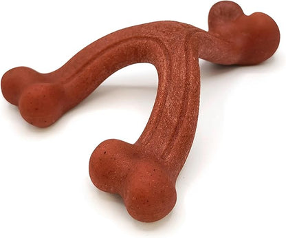 Nylabone Wishbone Strong Chew Toy for Dogs Made with Real Bacon, Durable Dog Chew Bones for Aggressive Chewers, Long-Lasting Flavor Keeps Dogs Busy, Large Dog Toys - Up to 50 lbs, 1 Count