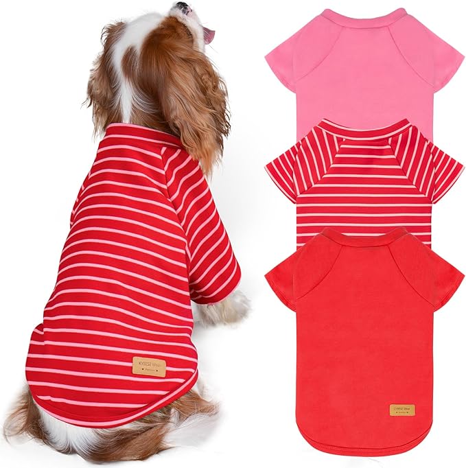KYEESE 3Pack Small Dog Sweater, Soft Puppy Sweatshirt Stretchy Lightweight Dog Sweater for Small Dogs Girl Boy, Pullover Fleece Cat Shirt Pet Clothes with Sleeves, S