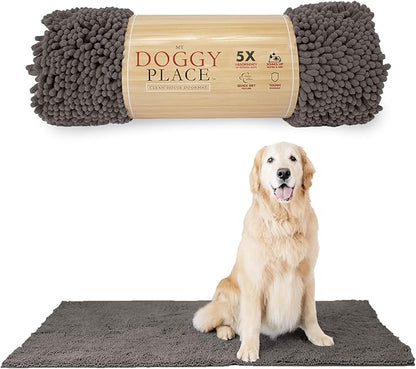 My Doggy Place Dog Mud Mat, 60" x 36" Ash – Thick Microfiber Entry Rug for Snow, Mud & Salt – Absorbent, Quick-Dry, Washer-Safe & Non-Slip, X-Large