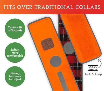 SPOT THE DOG! Reflective Dog Collar - Adjustable Pet Collars, Safe, Durable, Comfortable Dog Walking Accessories for Large Dog, Hunting Dog, Puppy, Boy, Girl Dog Collars (Blaze Orange, Red Plaid, XL)