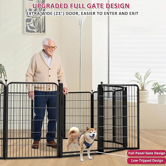 Jhsomdr Dog Playpen Outdoor, 40 inch 36 Panels Dog Fence with Extra Wide Gate No-Tripped Pet Playpen Rustproof Dog Pen Indoor Puppy Playpen for Temporary Containment Portable Pet Fence for RV Camping